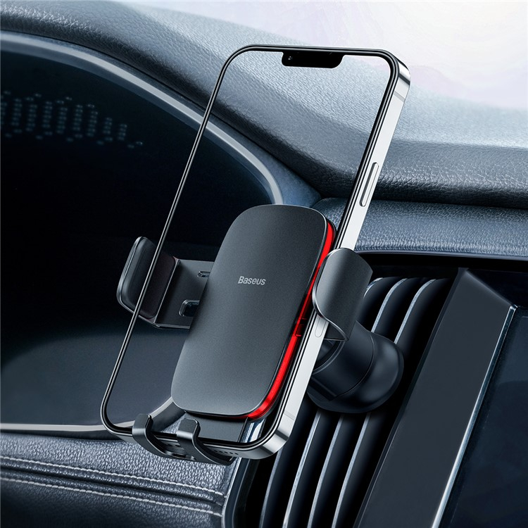 Verstellbare Auto KFZ Smartphone Halterung für Air Frame Lüftungsgitter mit Schwerkraft-Mechanismus - Schwarz