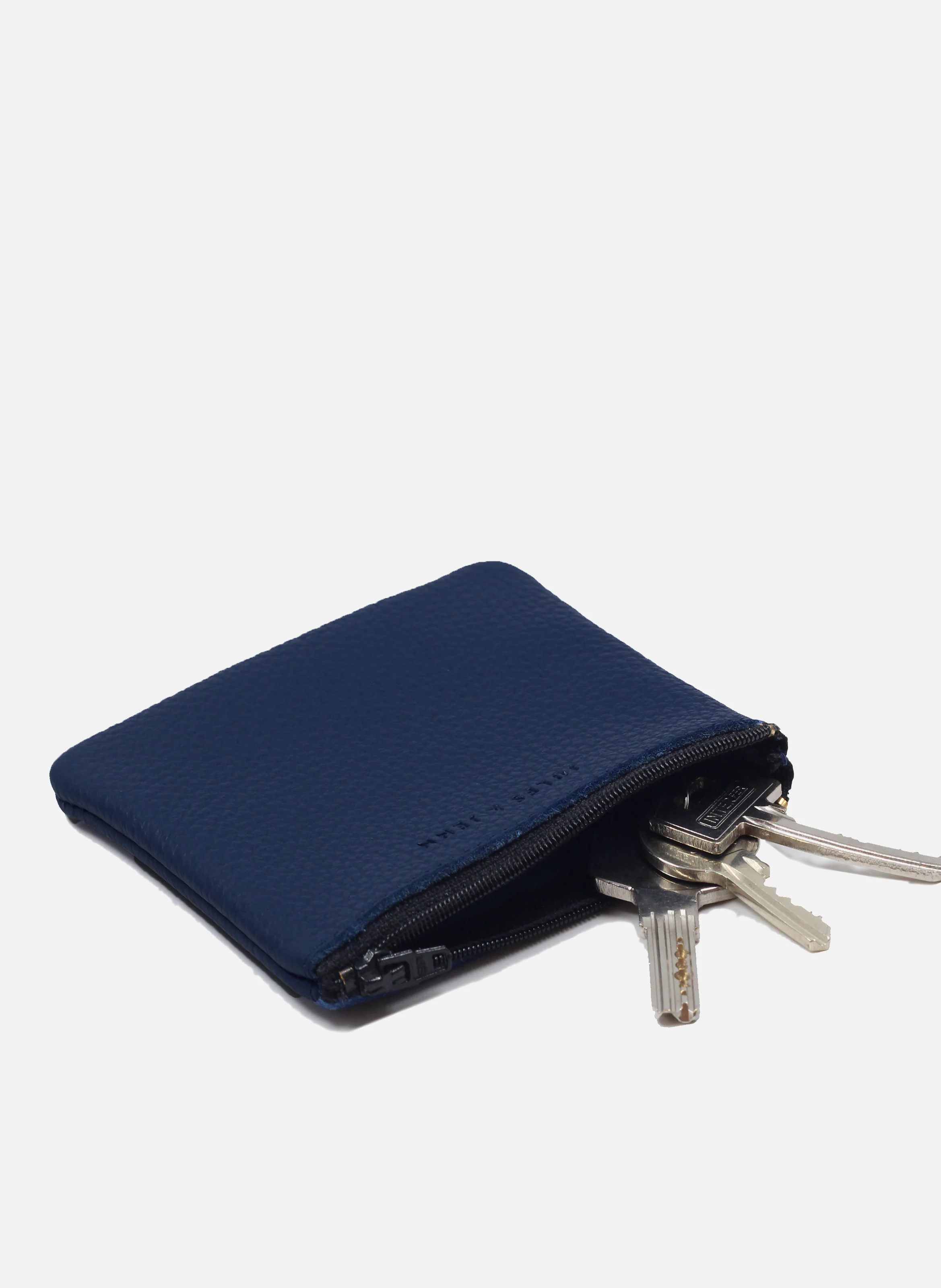 Pochette petit modèle cuir grainé | Bleu