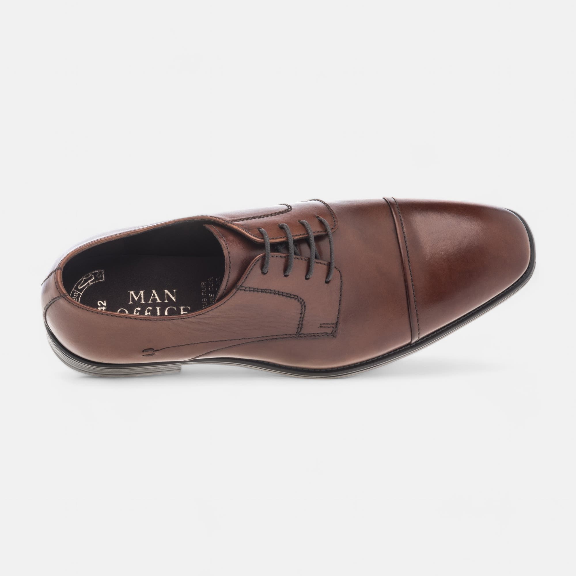 Derbies Homme en cuir cognac