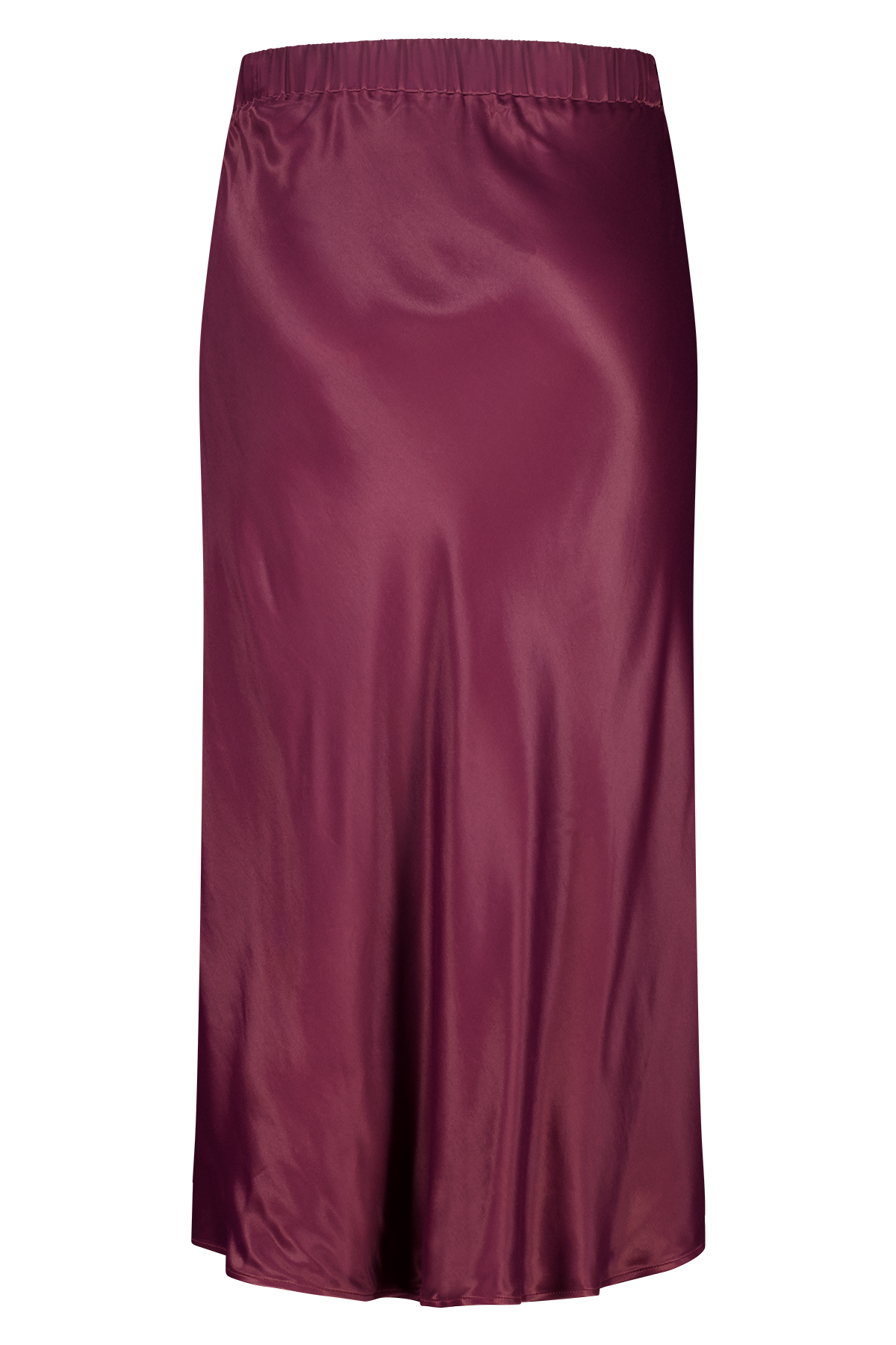 Midi rok van satijn Bordeaux