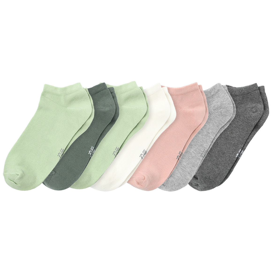 Gina Benotti 7 Paar Damen Sneaker-Socken im Set hellgrün / grau / rosa