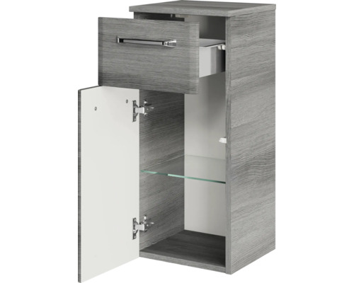Pelipal Quickset 328 badkamermeubelset (B x H x D 175 x 200 x 39 cm), grafiet getextureerde fronten, met mineraal gegoten wastafel, hoge kast, onderkast en bovenkast (328.120006)