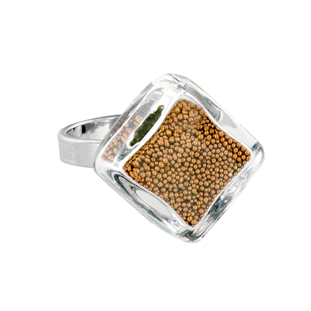 Bague en verre soufflée - Losange Nano Billes