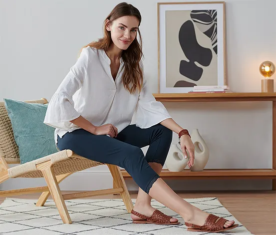 3/4-Leggings mit Spitzenborte, dunkelblau