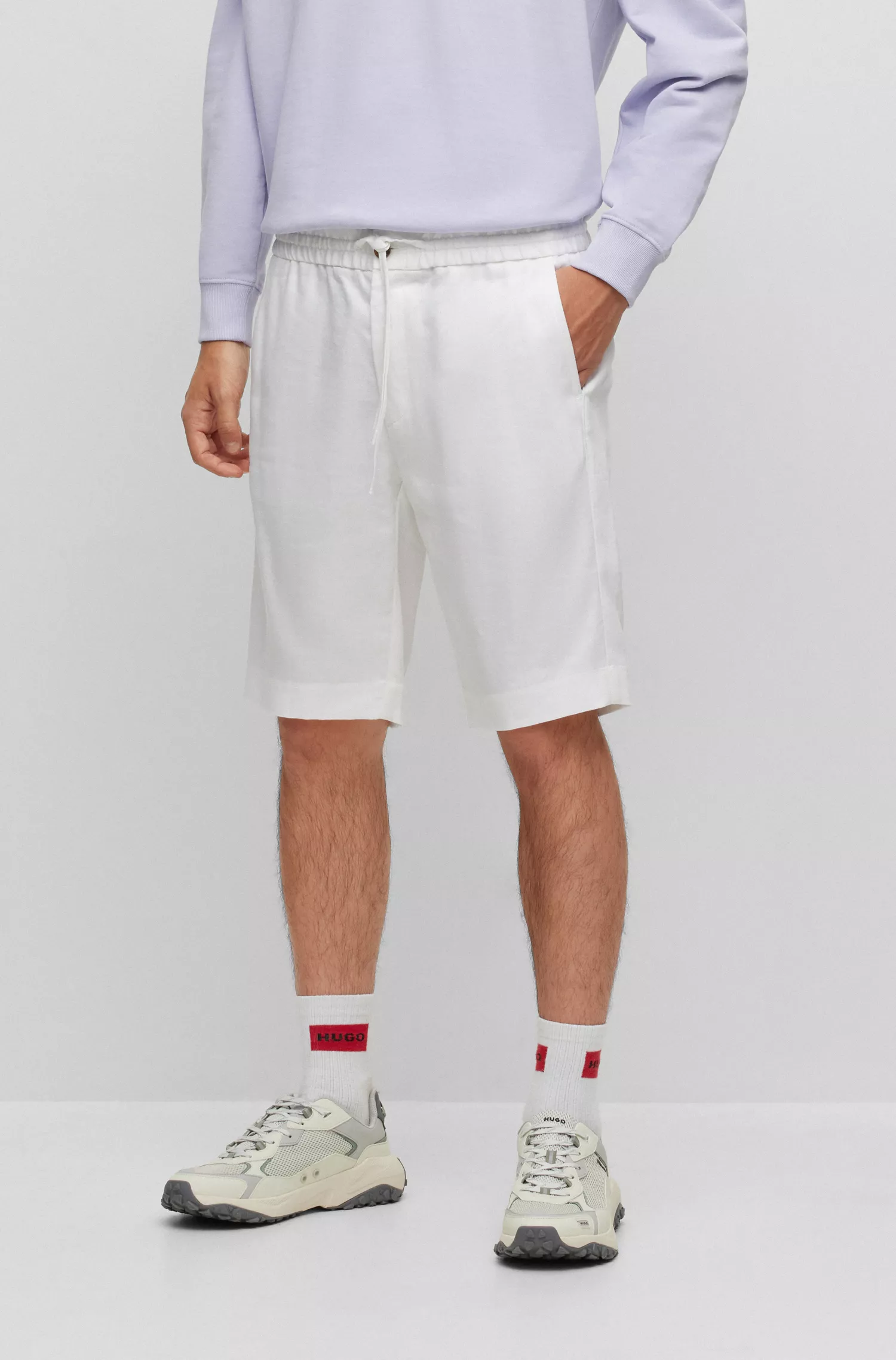 HUGO Vermelho - Shorts Slim-fit com perna reta