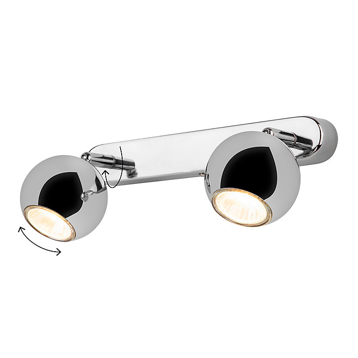 Réglette spot 2 lumières GU10 7W GoodHome Roccheta chrome L.26 x L.4 x H.12 cm