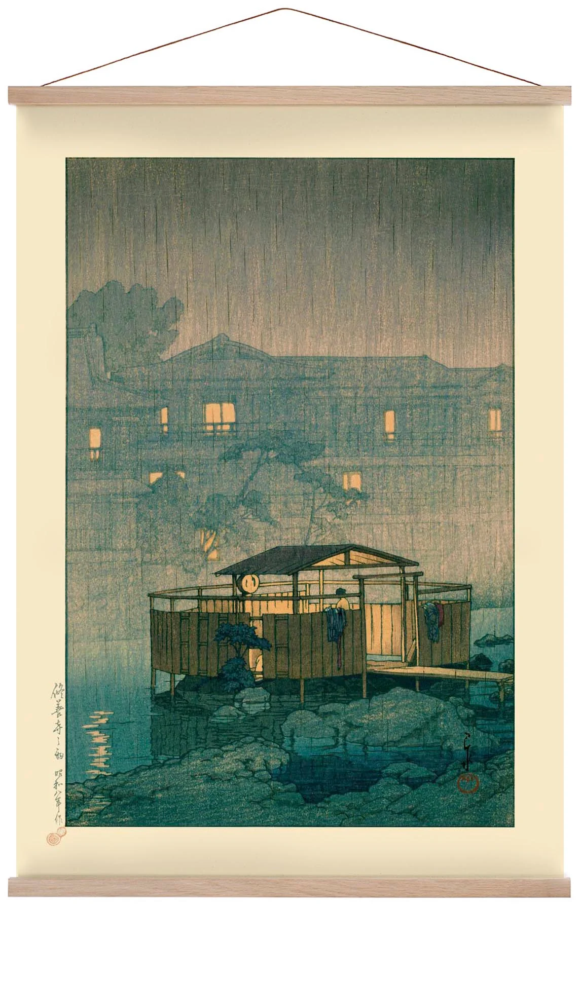 Shuzenji im Regen Kunstdruck von Hasui