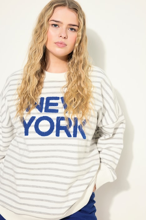 Sweatshirt, very oversized, Ringel, Statement, Rundhals, Langarm