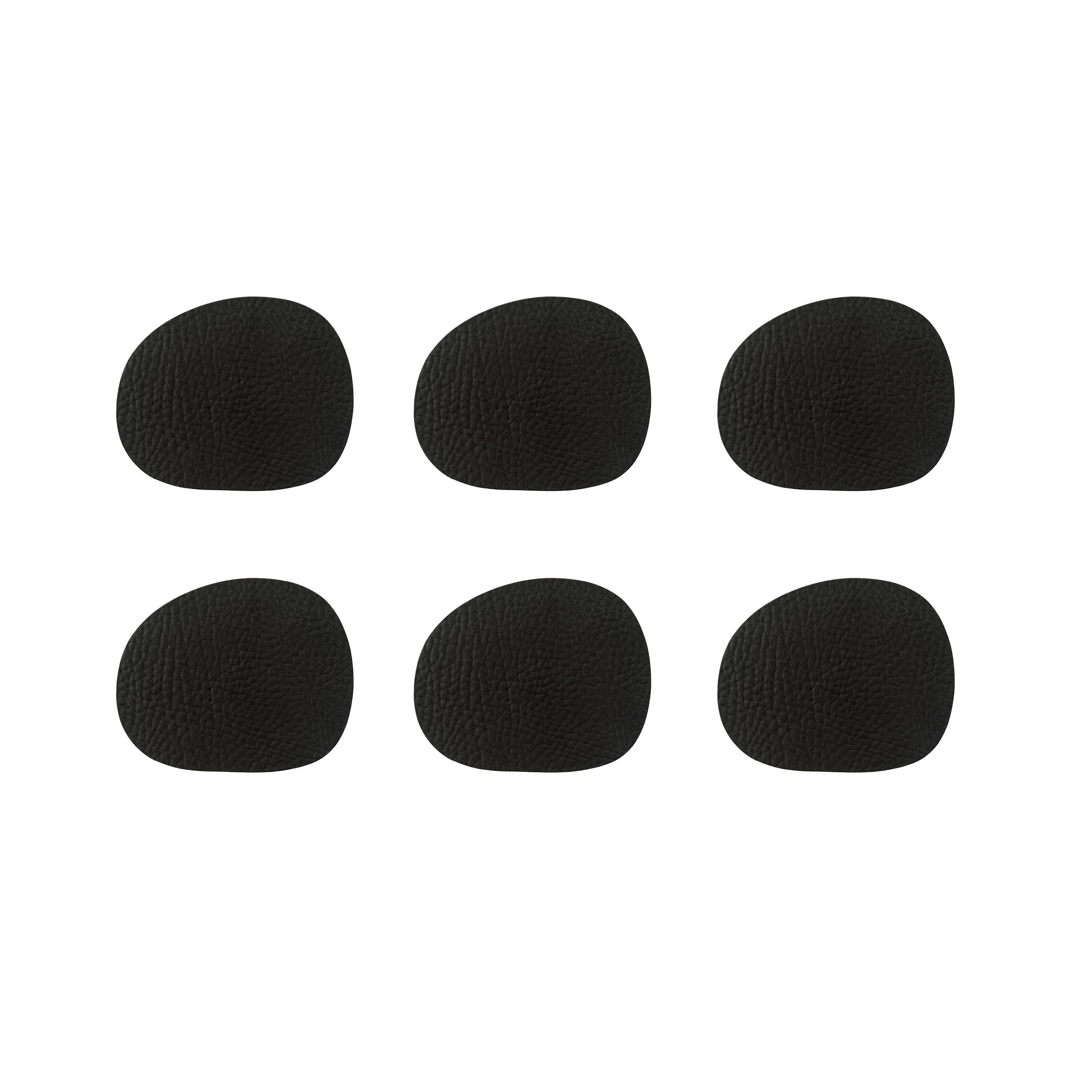 RAW BUFFALO Glasuntersetzer-Set - Schwarz / B: 12.2 cm x T: 10.0 cm x H: 0.2 cm