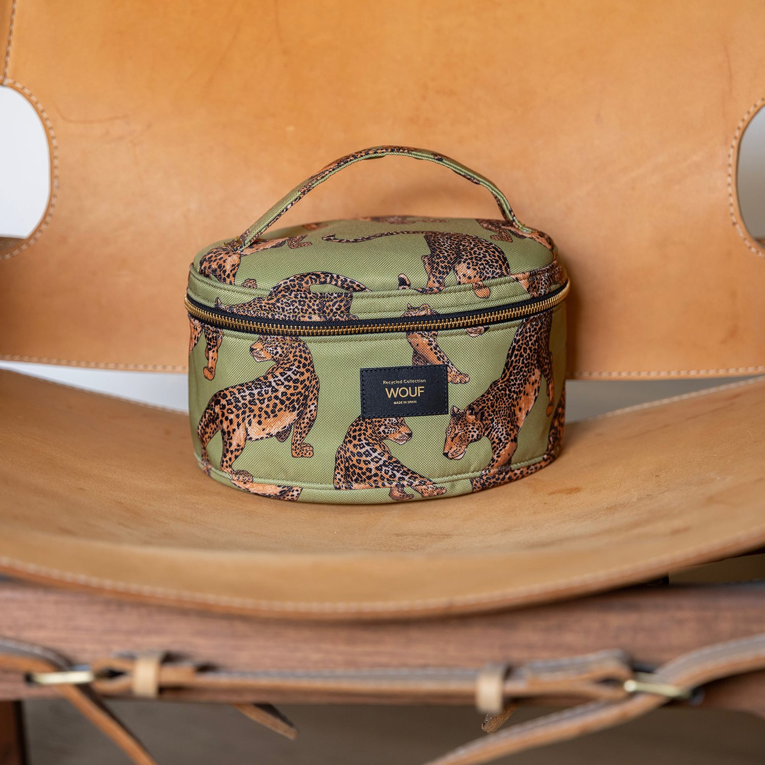 Wouf Olive Leopard Vanity Bag multi