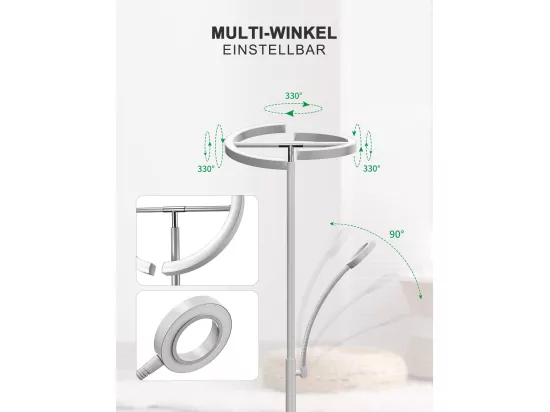 Anten Lampadaire sur Pied Salon, 20W Lampadaire LED Dimmable en Continu avec 7W Lampe de Lecture Souple,3 Températures Couleur,Salon/Chambre/Bureau