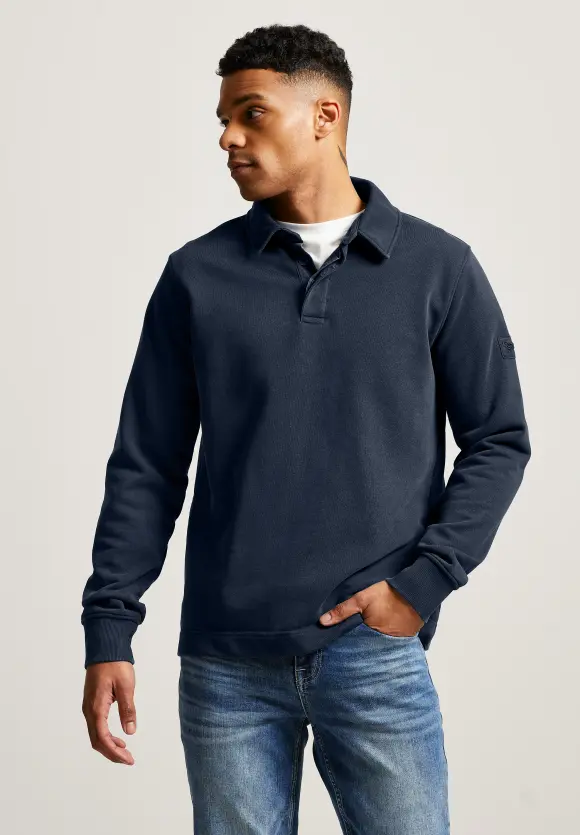 Gewaschenes Polo Sweatshirt - night blue