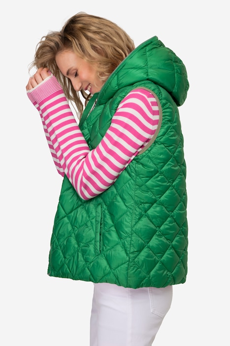 Wende-Steppweste, wasserabweisend, Kapuze, Zipper