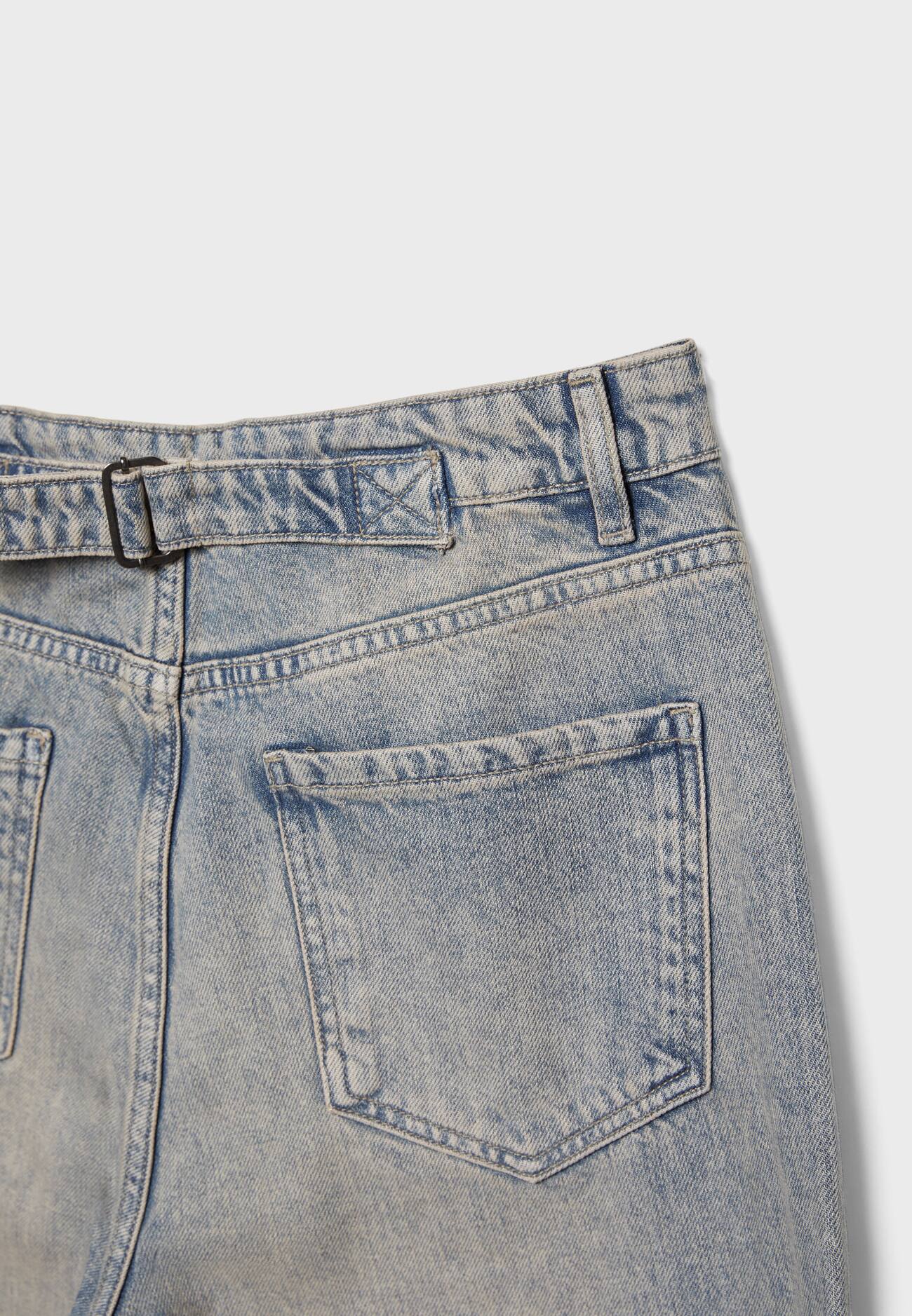 calças jeans largas ajustáveis
