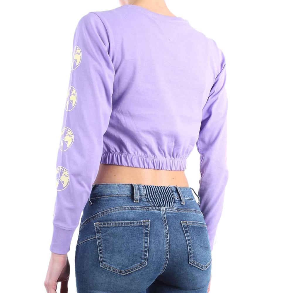 Tommy Hilfiger T-Shirt Manches longues Violet Femme Tommy Hilfiger Crop Elastic