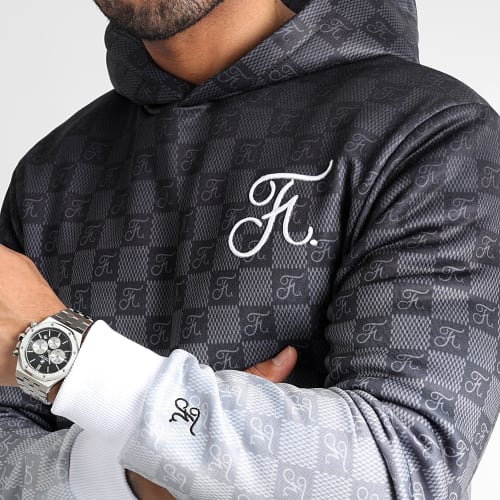 Sweat Capuche Dégradé Avec Broderie 1080 Damier Noir