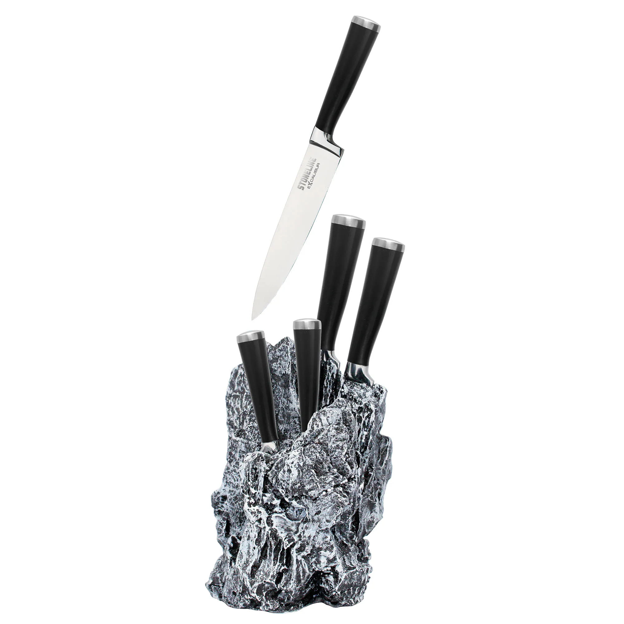 STONELINE® EXCALIBUR® Edelstahl-Messer-Set, 7-tlg., mit Messerblock