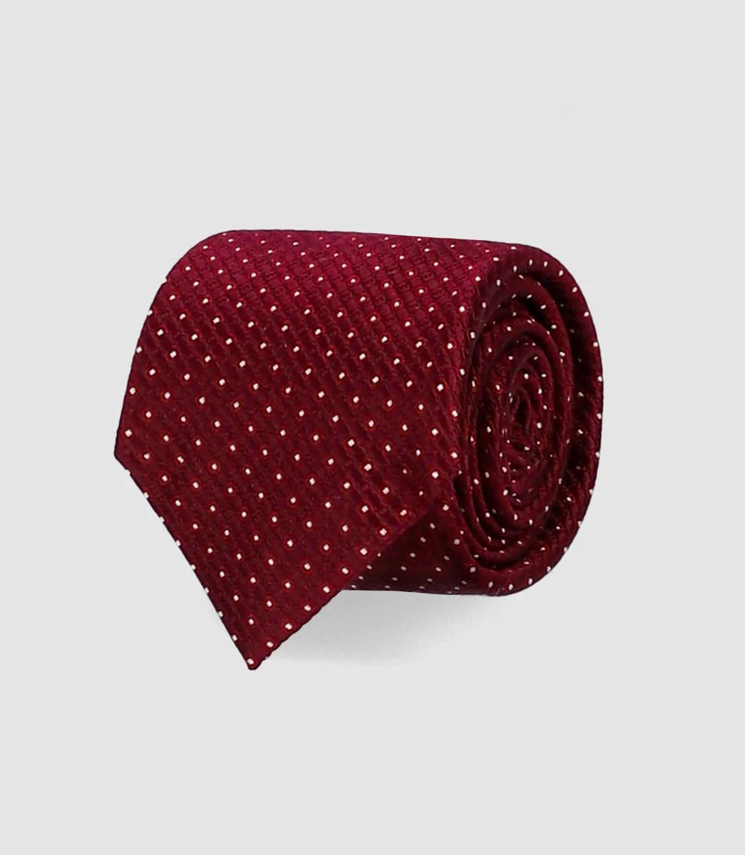 Cravate micro motif 7 cm bordeaux MARIOB