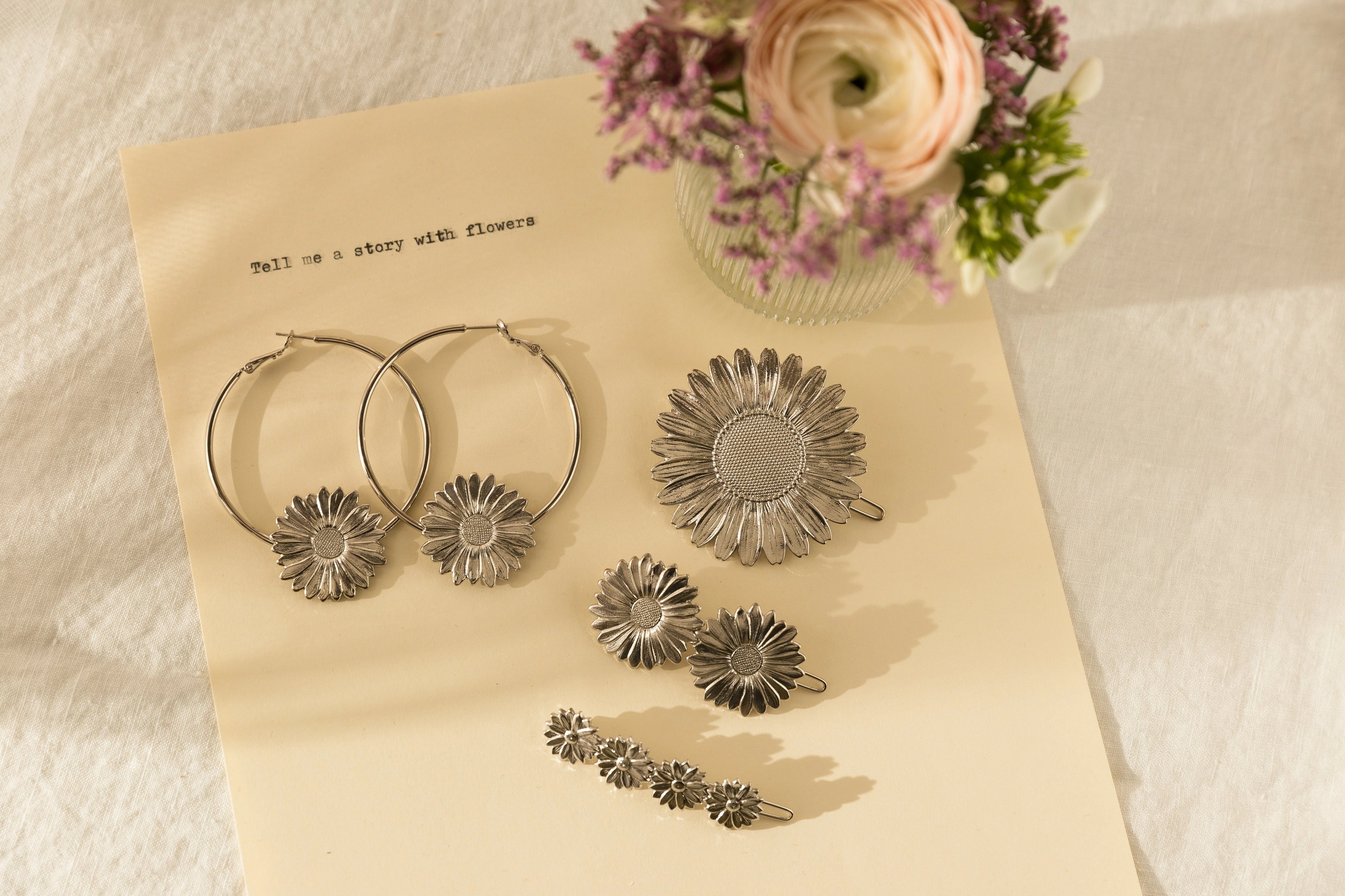 MAÏA - Barrette fleurs plaqué argent | Argent