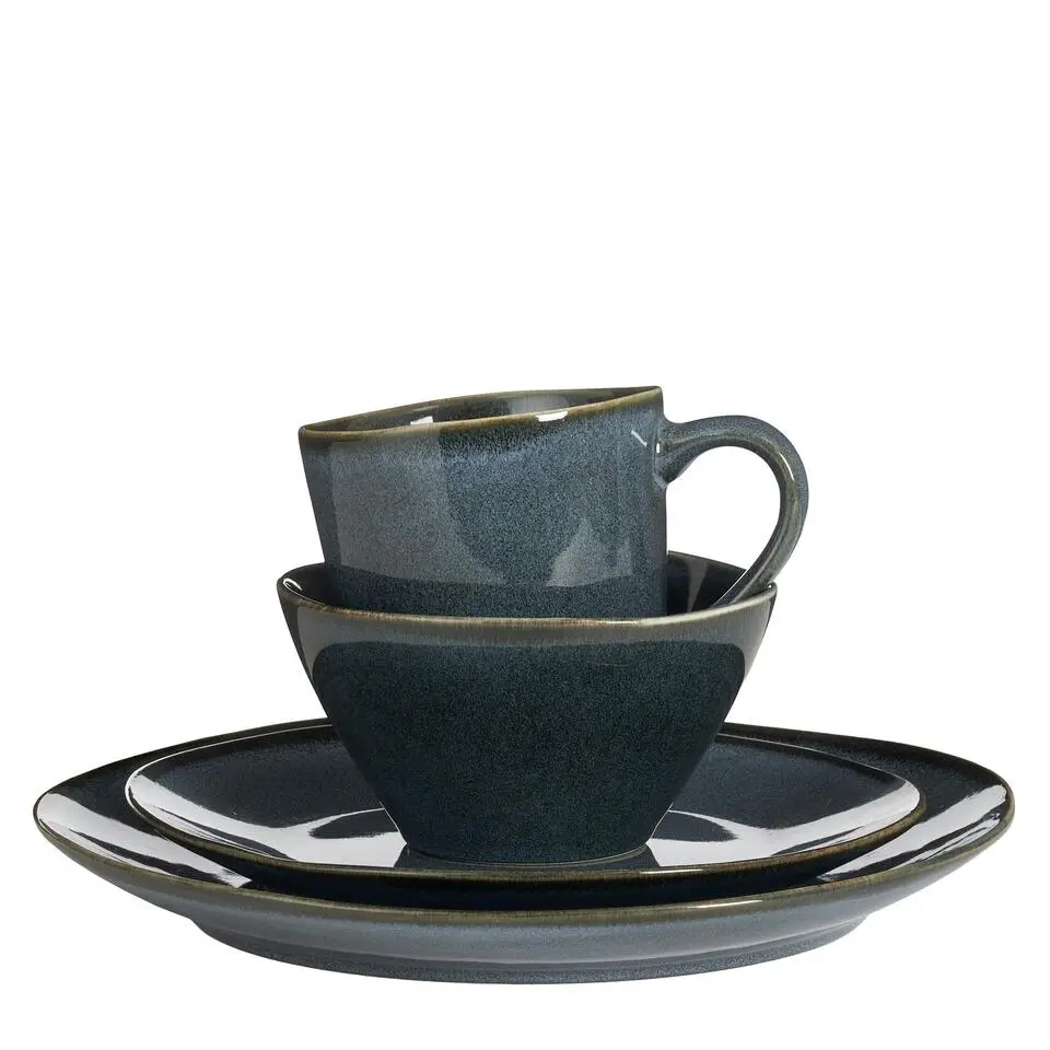 Mica Decorations Racco Serviesset 4 Persoons - Steengoed - Donkergrijs