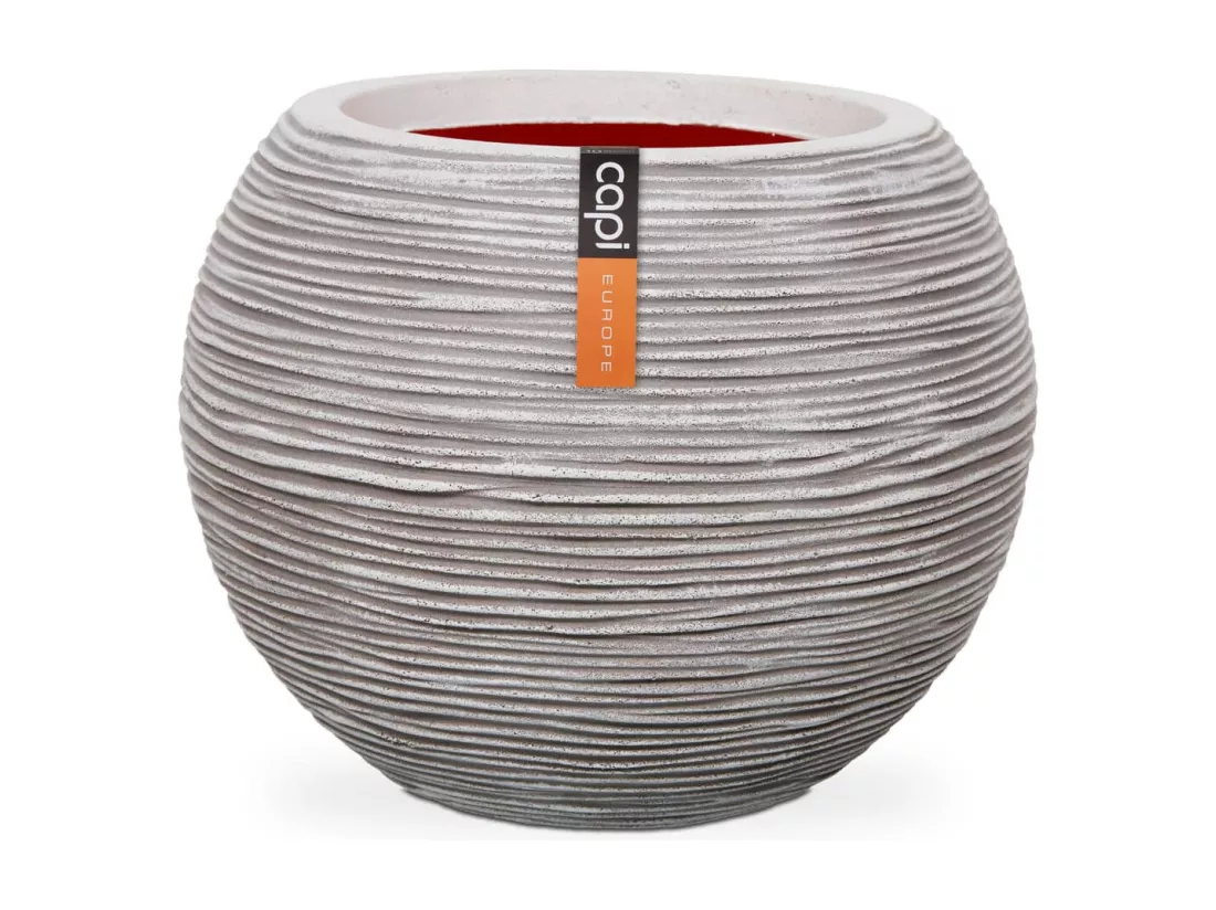 Pot à fleurs Rib Boule 40 x 32 cm Ivoire KOFI270