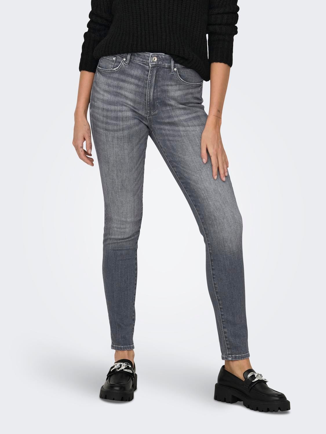 ONLICONIC Hohe Taille Skinny Fit Jeans Medium Grey Denim