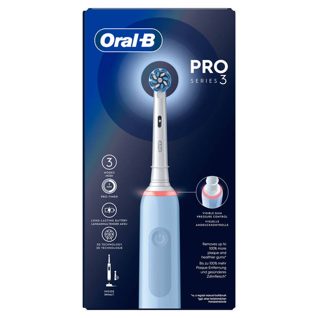 Oral-B elektrische tandenborstel Pro 3 3000 Sensi blauw - incl. 2 opzetborstels