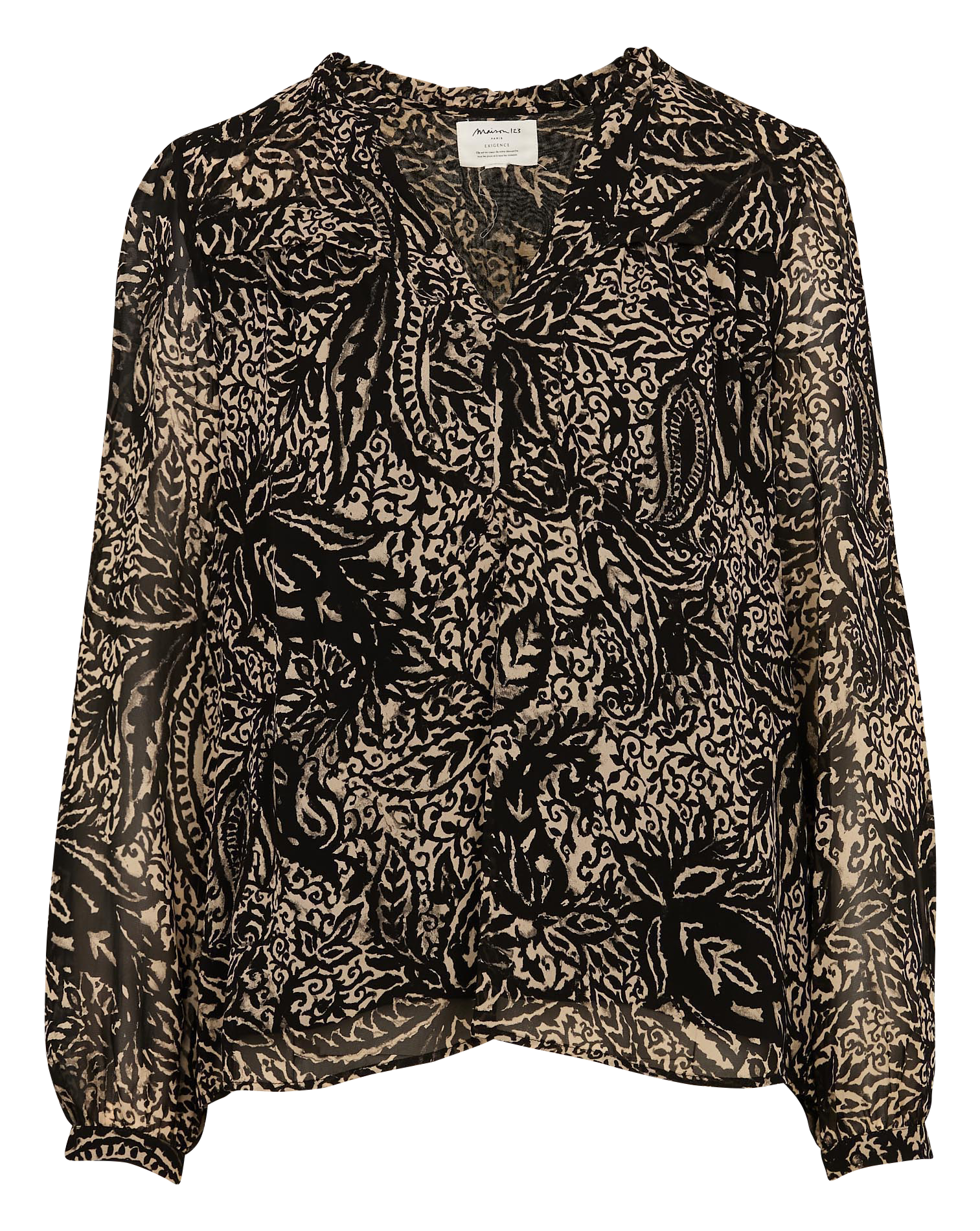 BERYLE - Blouse manches longues imprimée | Noir