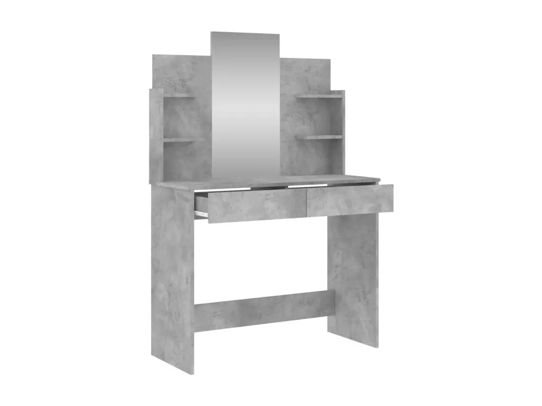 Coiffeuse avec miroir gris béton 96x39x142 cm