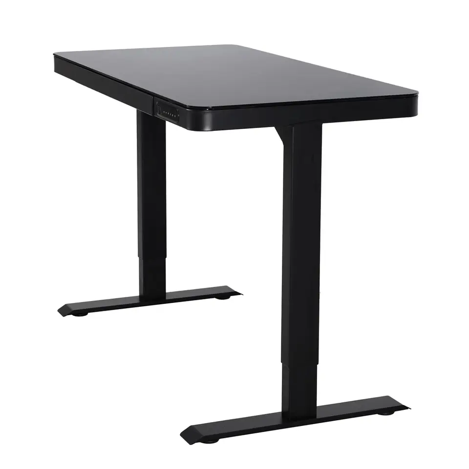 Elektrisch verstelbaar bureau / thuiswerkplek - 120x60 cm - Glas zwar