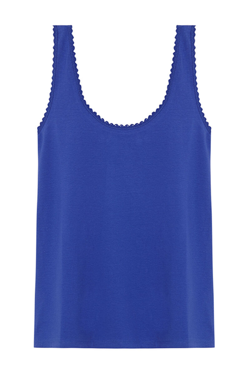 Regata azul de algodão - estampada