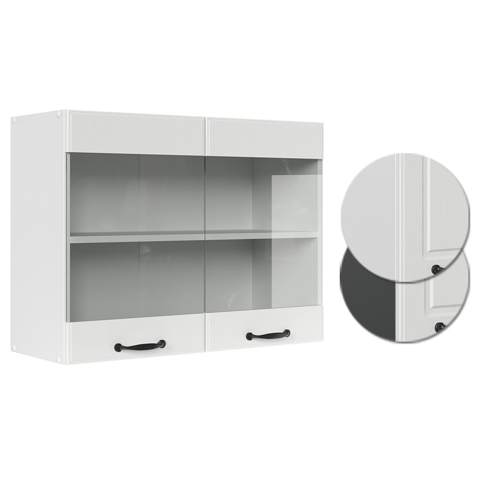 Vicco Hängeglasschrank 80 cm Weiß Küchenschrank Hängeschrank Küchenzeile R-Line
