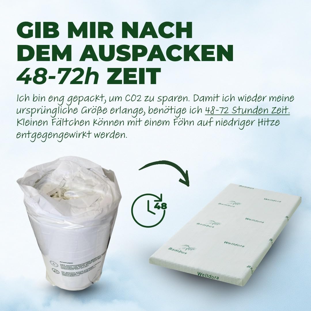 Welldora Premium Topper 160x200cm – ideal für unbequeme Matratze, Schlafsofa & Boxspringbett, wendbar mit 2 Härten, orthopädischer 5-Zonen-Matratzentopper, Oeko-TEX, Bambus & fachärztlich geprüft