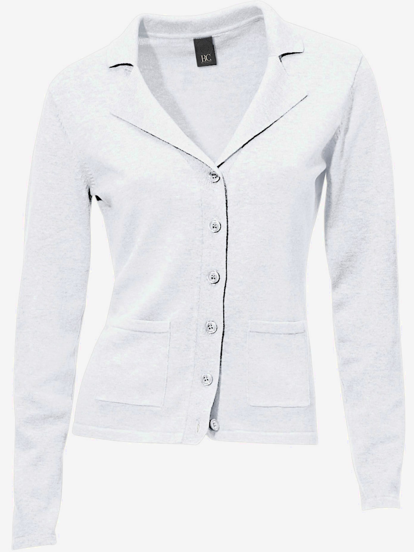 Veste en tricot fin superbe basique avec poches plaquées