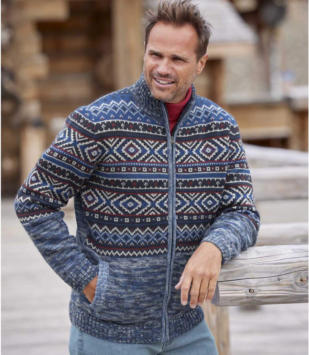 Blouson Tricot Jacquard Doublé Sherpa