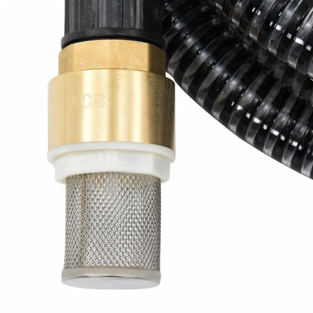 Tuyau d'aspiration avec raccords en laiton noir 1,1