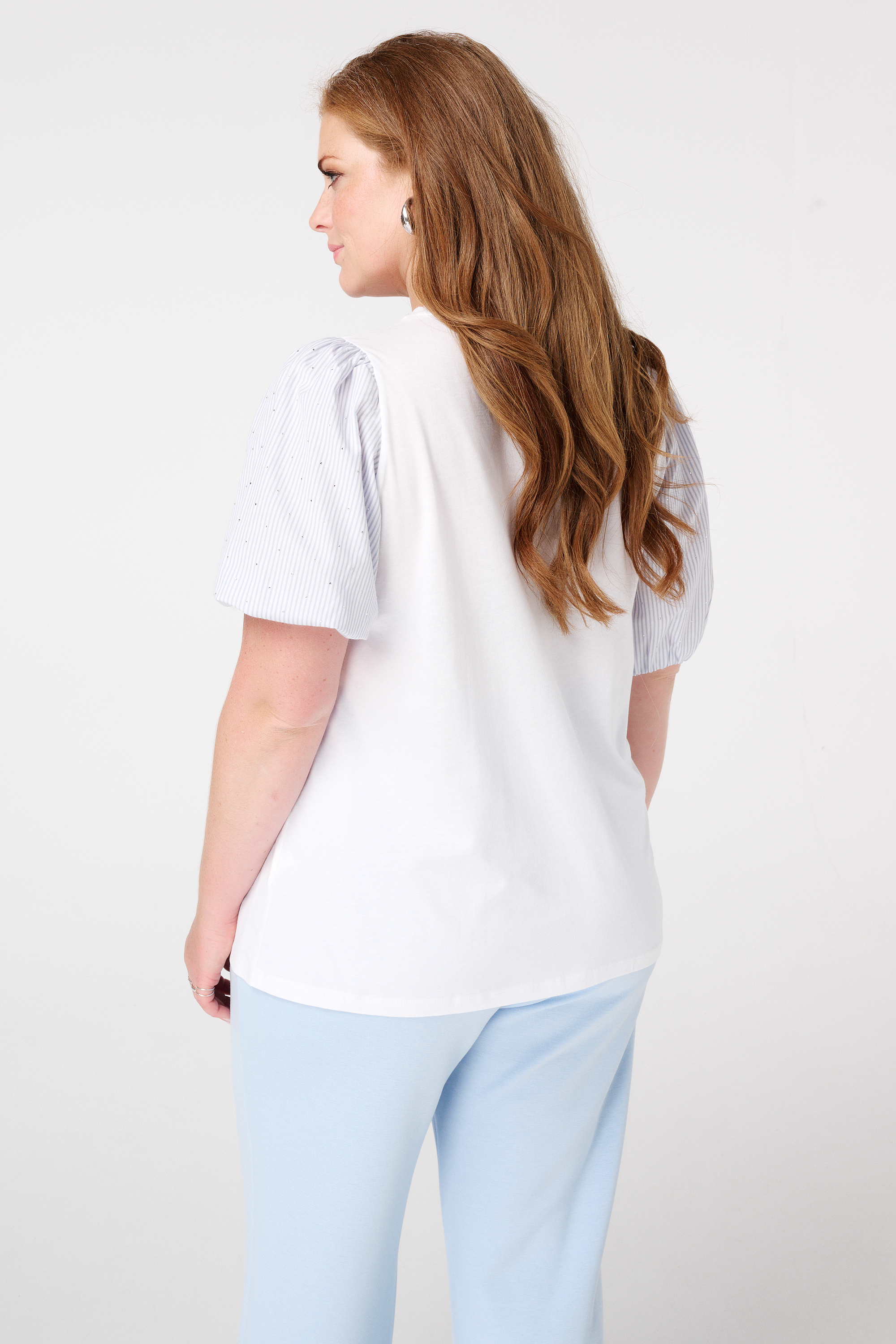 T-shirt met pofmouw Wit