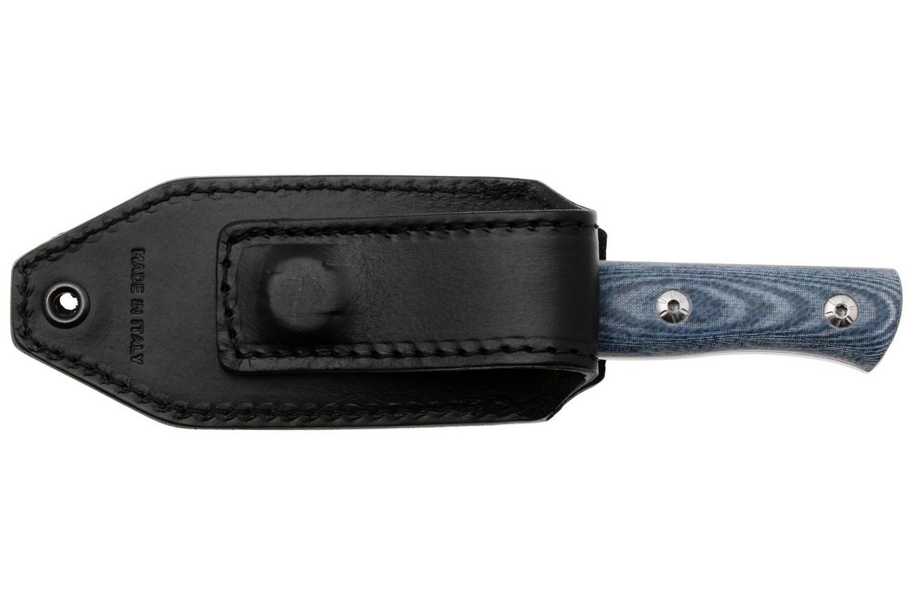 Maserin 915/MCJ Path, Stonewashed M390, Denim Jeans Micarta, vaststaand mes, Igor Bortolussi design