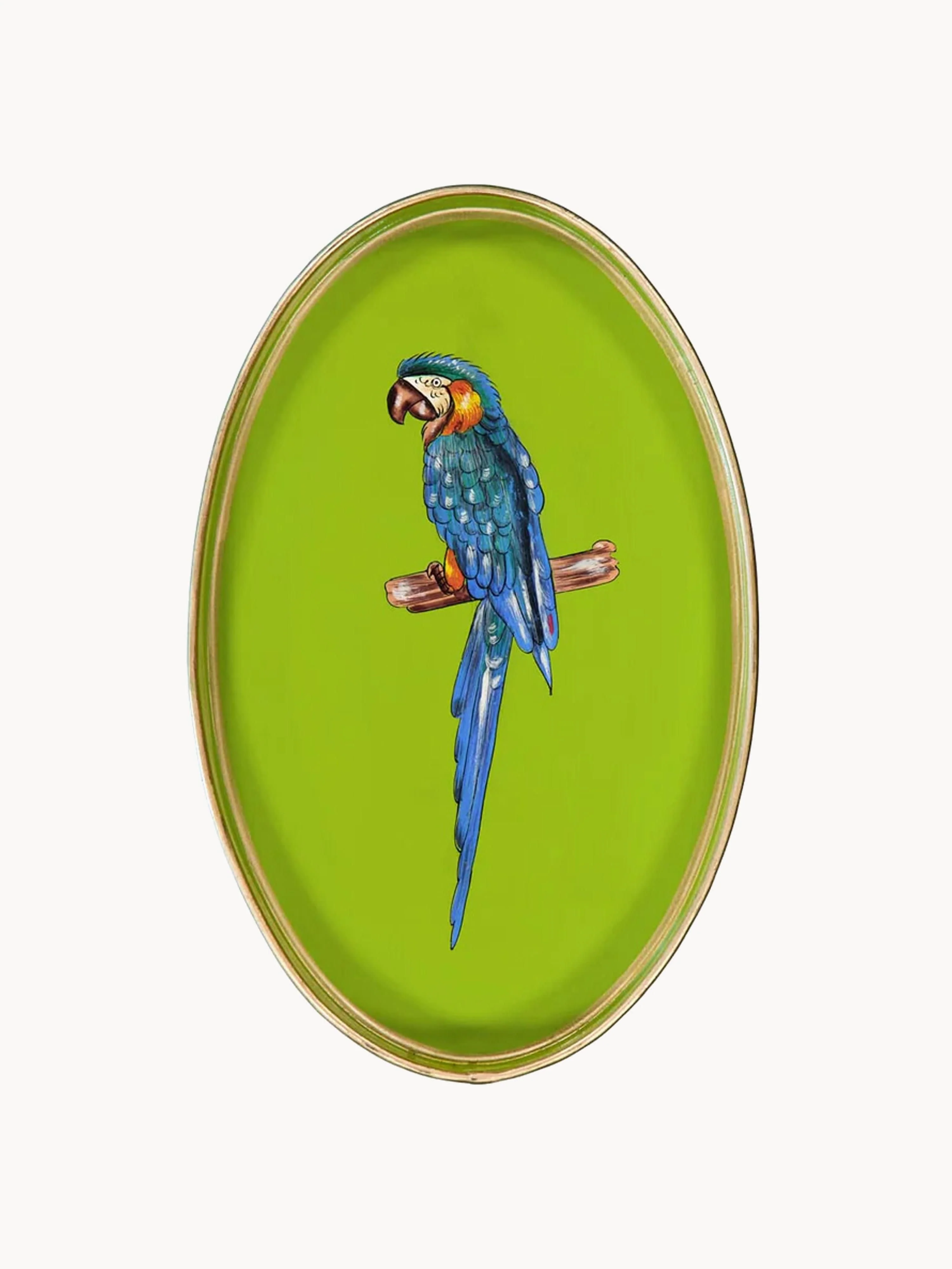 Handbeschilderd decoratief dienblad Fauna met papegaaienmotief