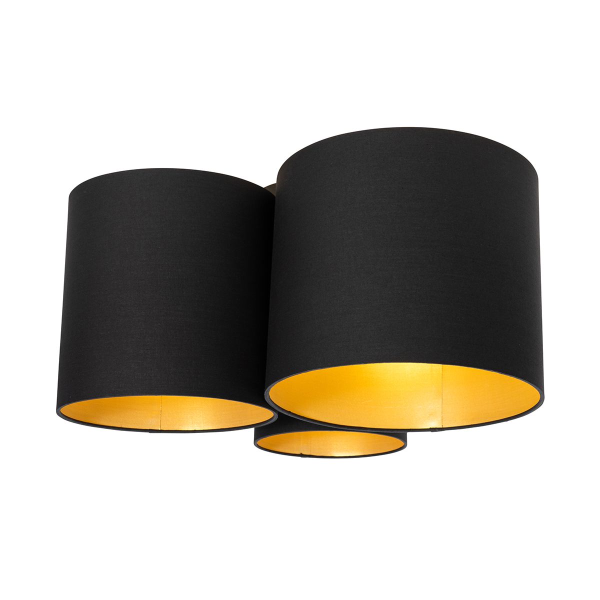 Plafondlamp zwart met gouden binnenkant 3-lichts - Multidrum