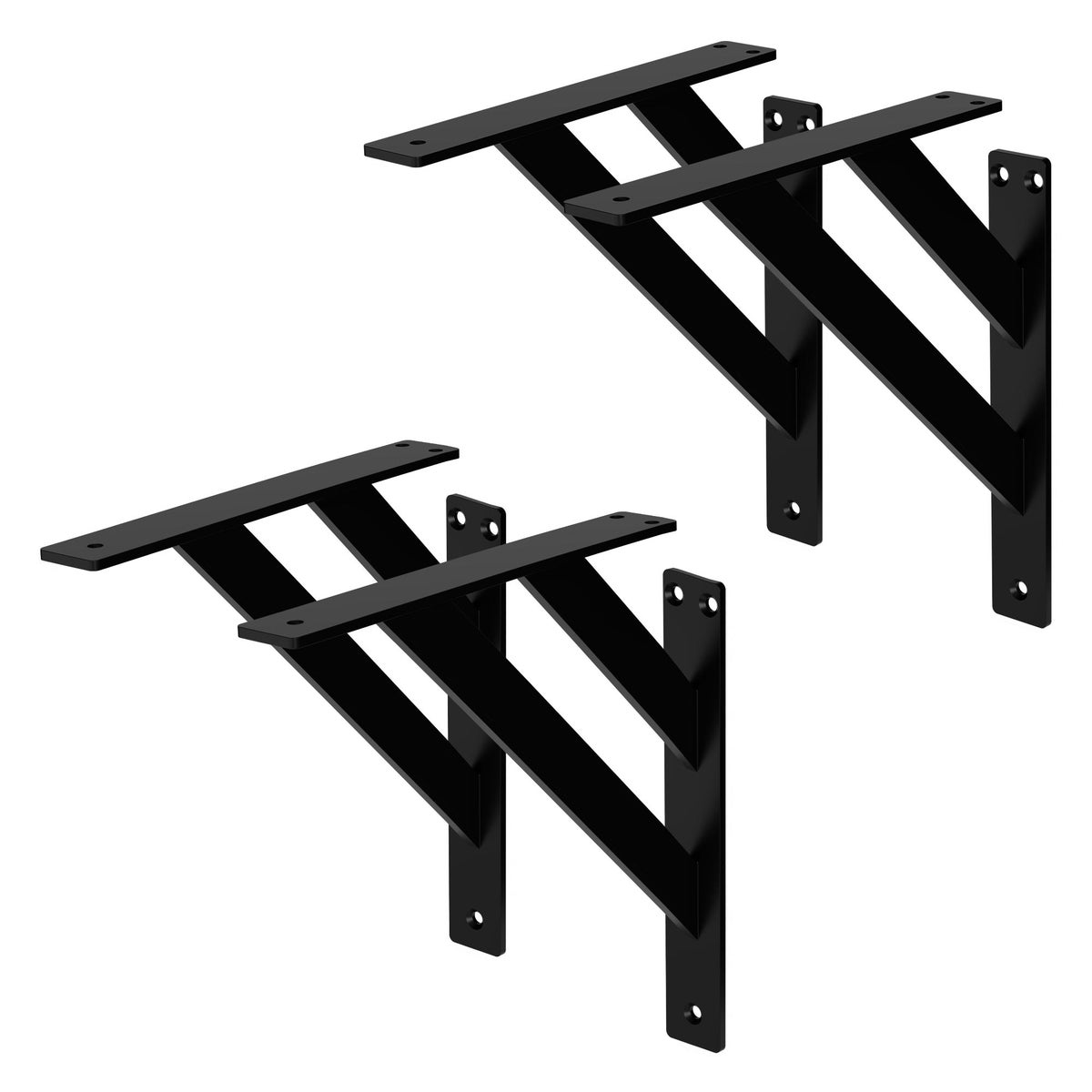 ML-Design 4-delige plankdragerset 240x240 mm, zwart, aluminium, zwevende plankdragers, plankhoekdragers, plankdragers voor wandmontage, plankdragers, plankdragers voor wandmontage, wandconsoles, plankdragers