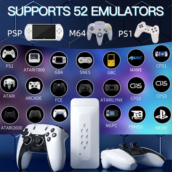 Game Stick 4K Dual 2.4G trådløs spillkontroller med 128G 30000+ spill for TV