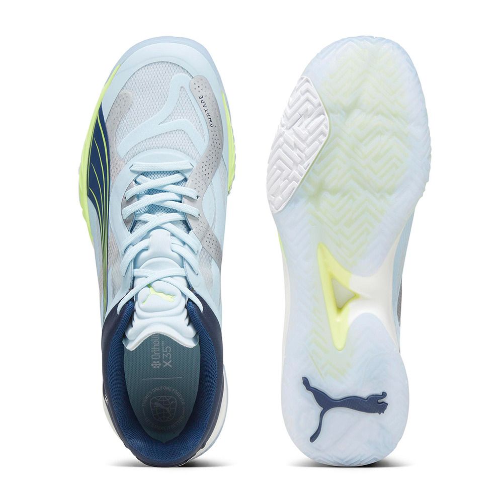 Puma ACCELERATE NITRO SQD - Chaussures handball Homme silver sky/persian blue/puma white