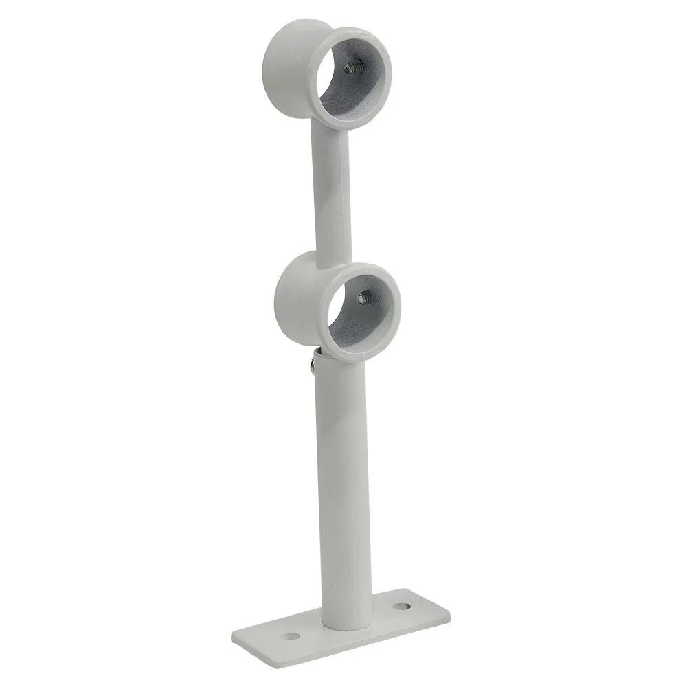 Support double extensible métal blanc pour tringle à rideau Ø20mm