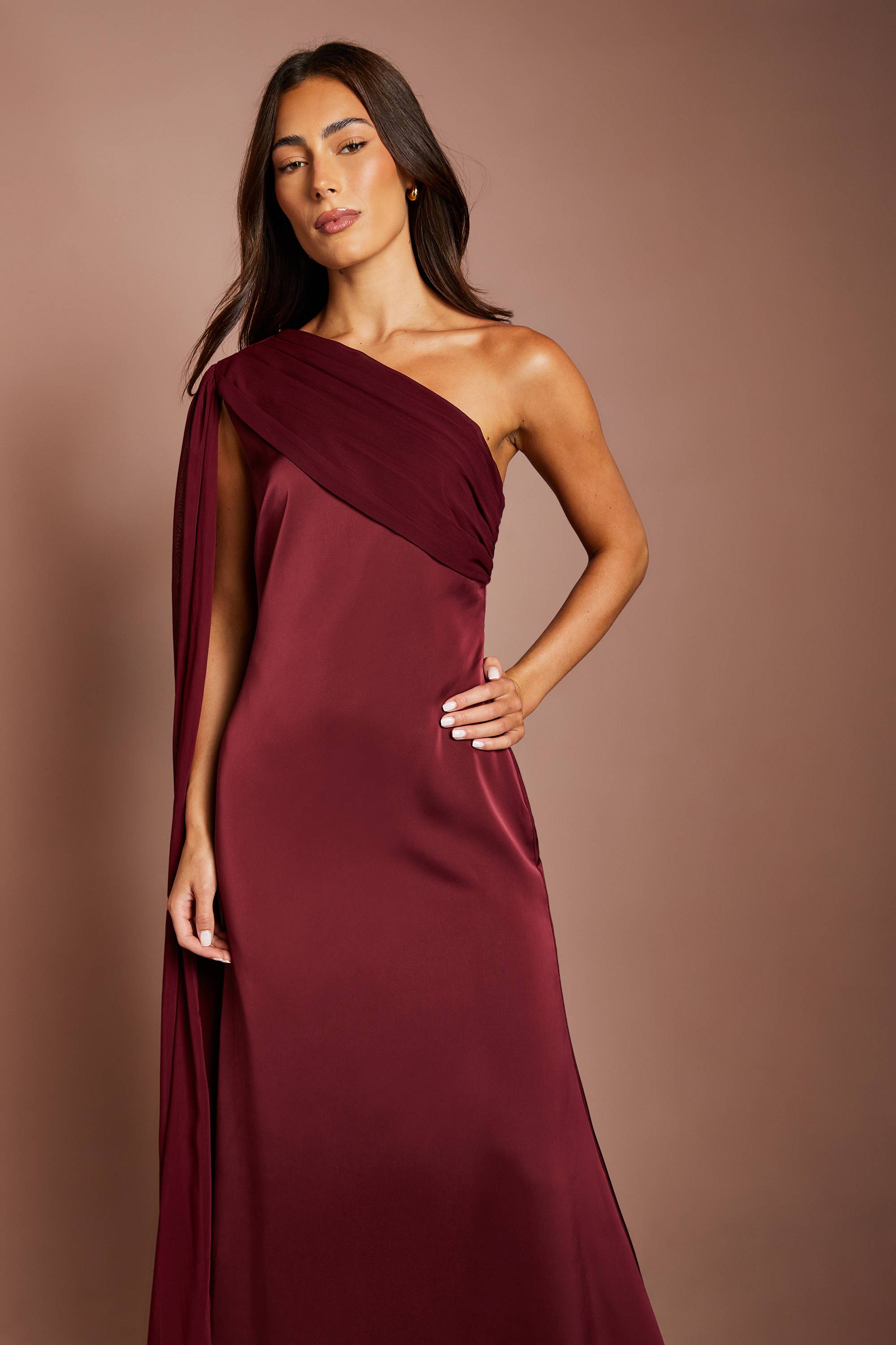 Coast Robe Longue Maxi En Mousseline À Drapé Asymétrique