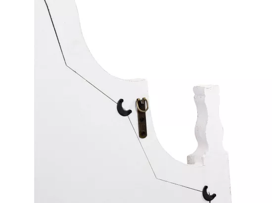 Miroir mural en bois vieilli blanc et métal 128,5x6,5x89h cm