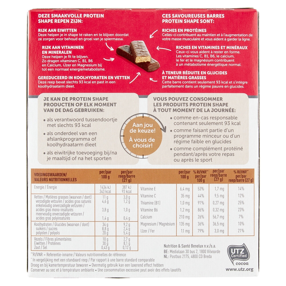 3x Modifast Protein Shape Reep Chocolade6 x 27 gr