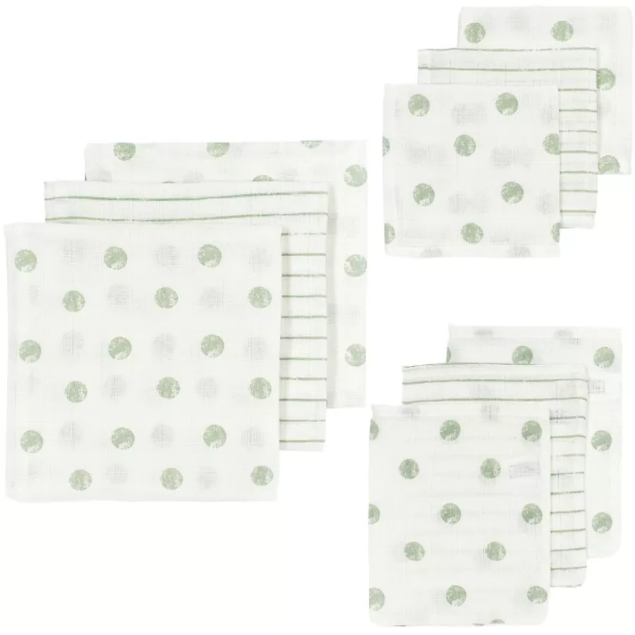 MEYCO Musselin Starterset 9er-Pack Dot Stripe Soft Green