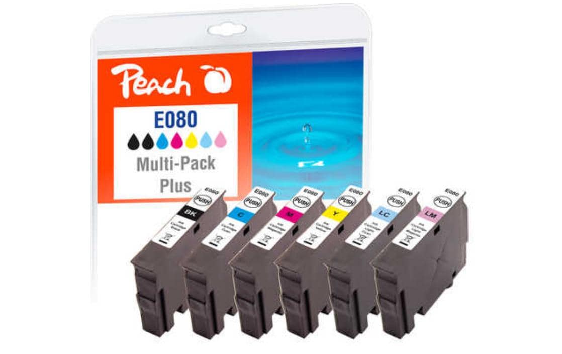 Tinte Epson T0807 2x BK, 1x C, 1x M, 1x Y, 1x LC, 1x LMTintenpatronen: 2x Schwarz, 1x Cyan, 1x Magenta, 1x Gelb, 1x Hell Cyan, 1x Hell Magenta