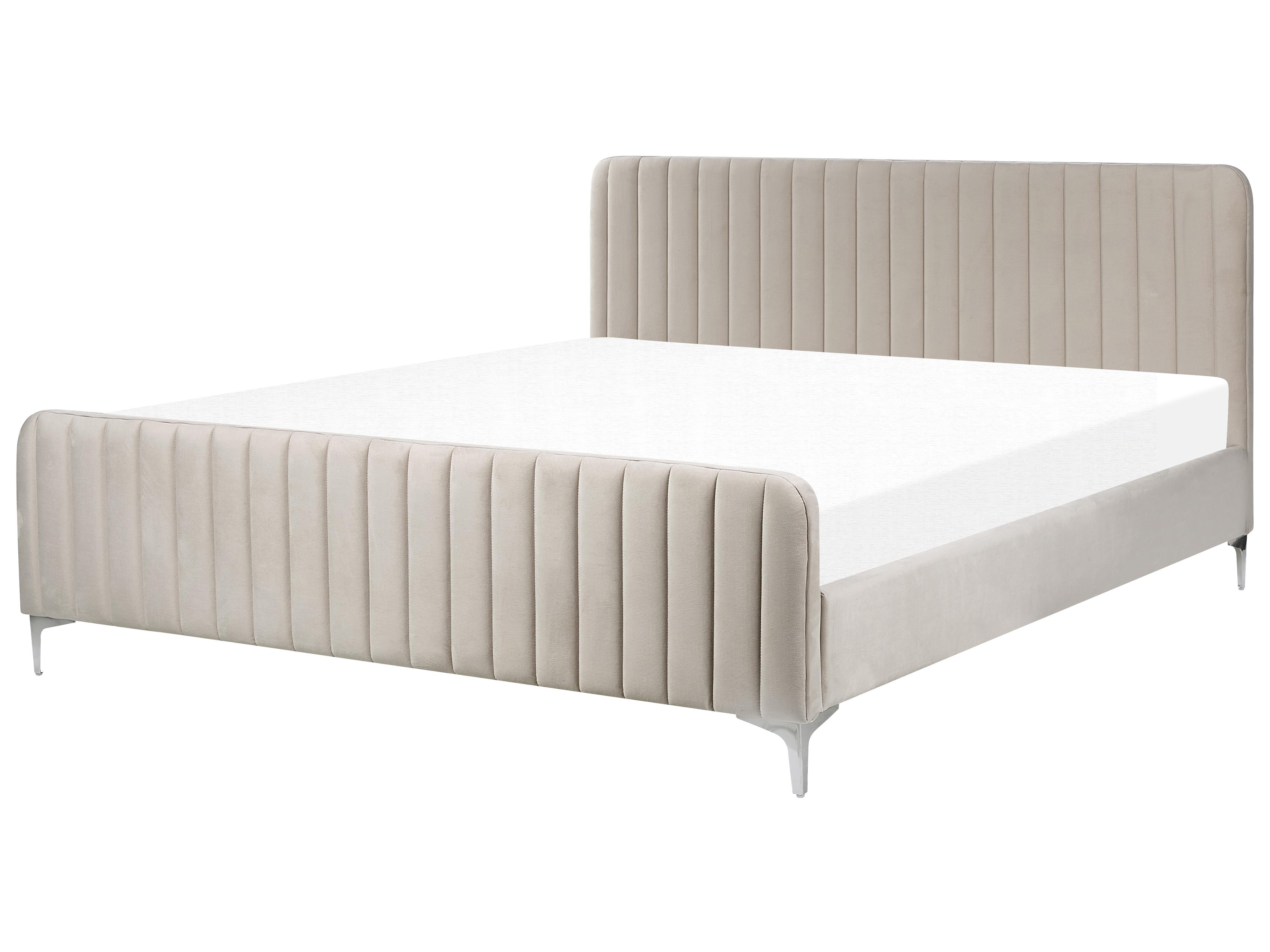 Bed Fluweel LUNAN 180 x 200 cm Taupe